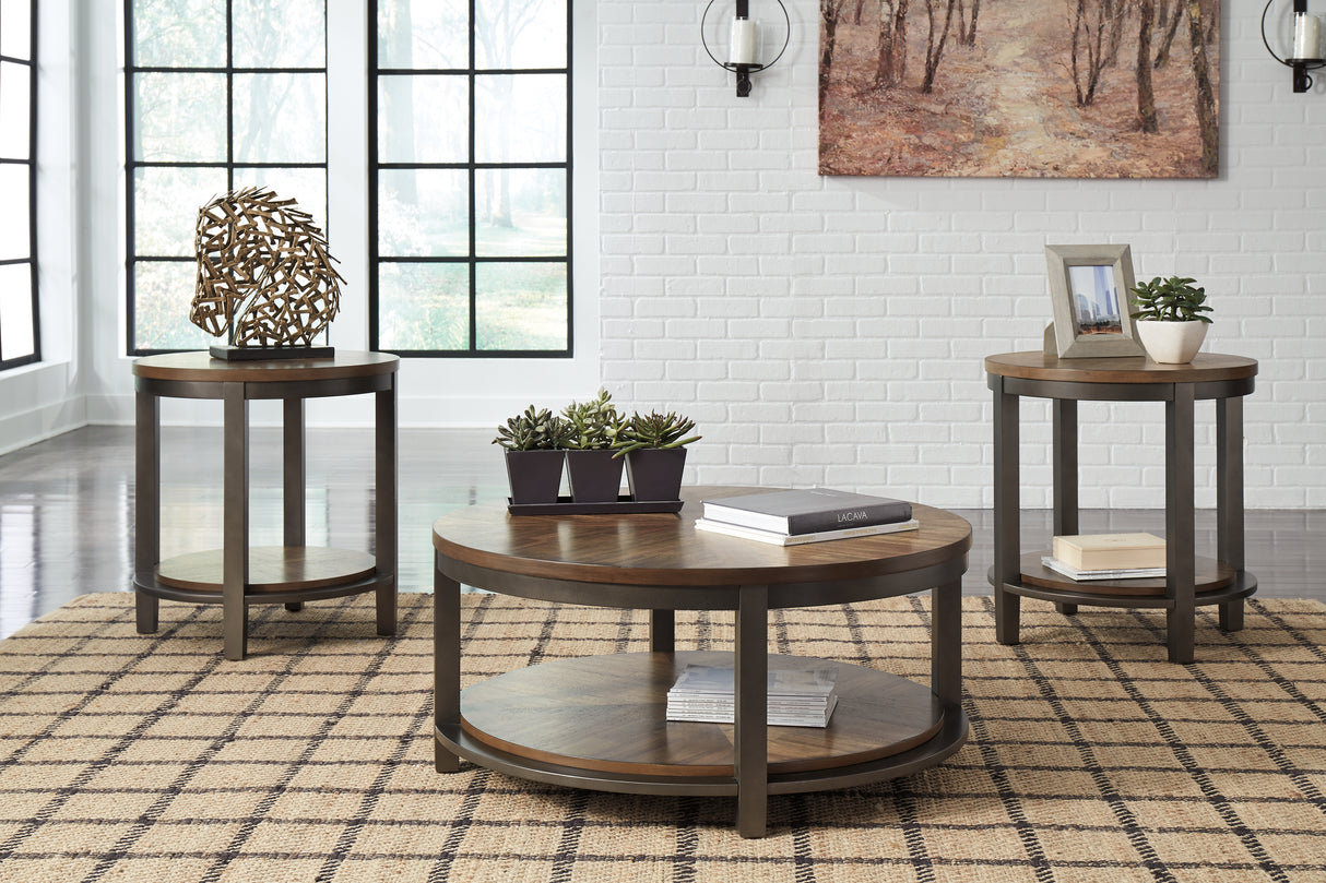 Nashville Furniture Outlets - Ashley Furniture - Roybeck Table (Set of 3) - Occasional Table Set (3/CN) / Light Brown/Bronze - T411-13