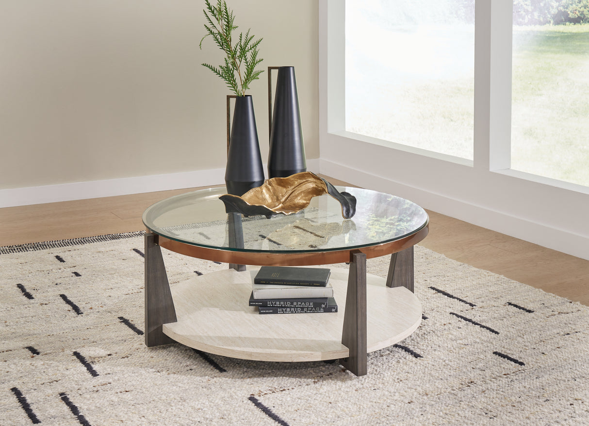 Nashville Furniture Outlets - Ashley Furniture - Frazwa Coffee Table - Round Cocktail Table / Multi - T432-8