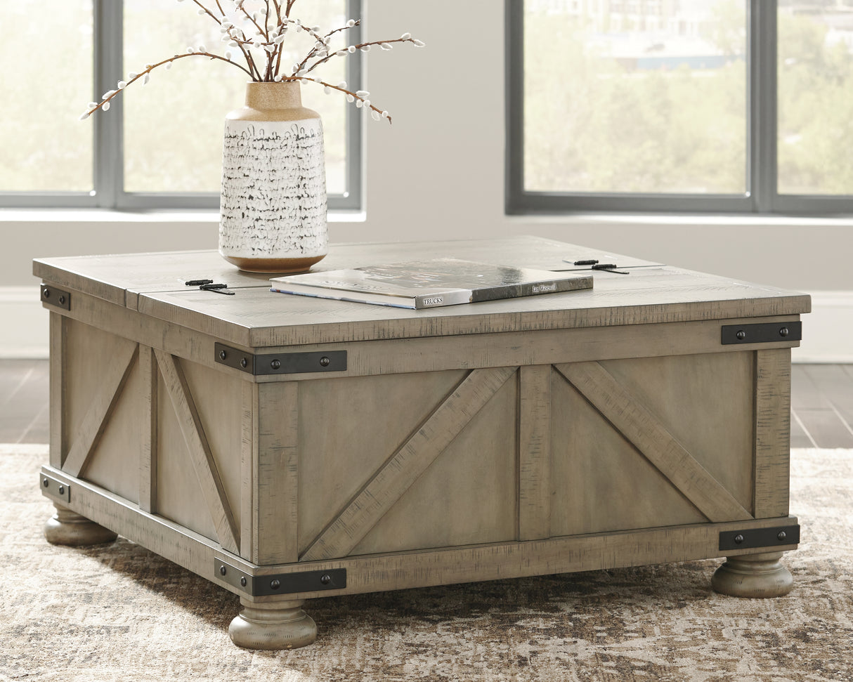 Nashville Furniture Outlets - Ashley Furniture - Aldwin Coffee Table With Storage - Cocktail Table with Storage / Gray - T457-20