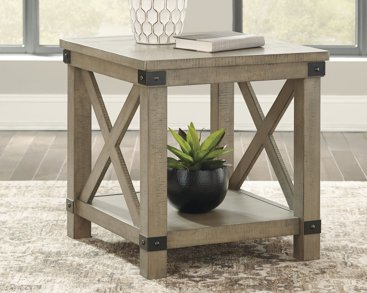 Nashville Furniture Outlets - Ashley Furniture - Aldwin End Table - Rectangular End Table / Gray - T457-3