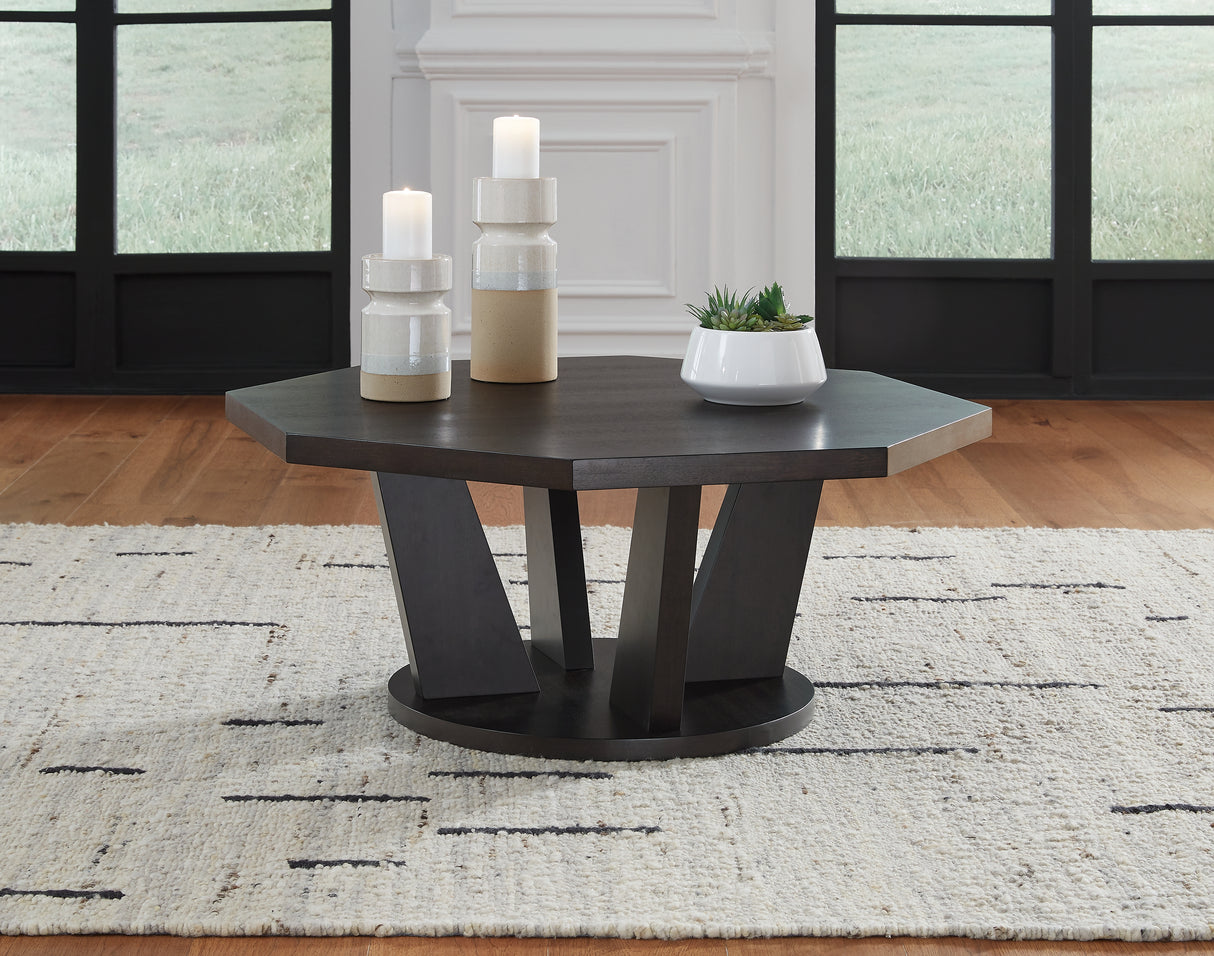 Nashville Furniture Outlets - Ashley Furniture - Chasinfield Coffee Table - Octagon Cocktail Table / Dark Brown - T458-8