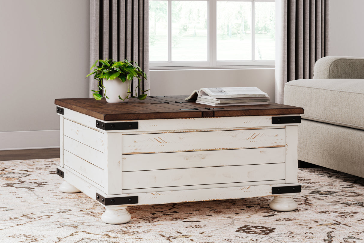 Nashville Furniture Outlets - Ashley Furniture - Wystfield Coffee Table - Cocktail Table with Storage / White/Brown - T459-20
