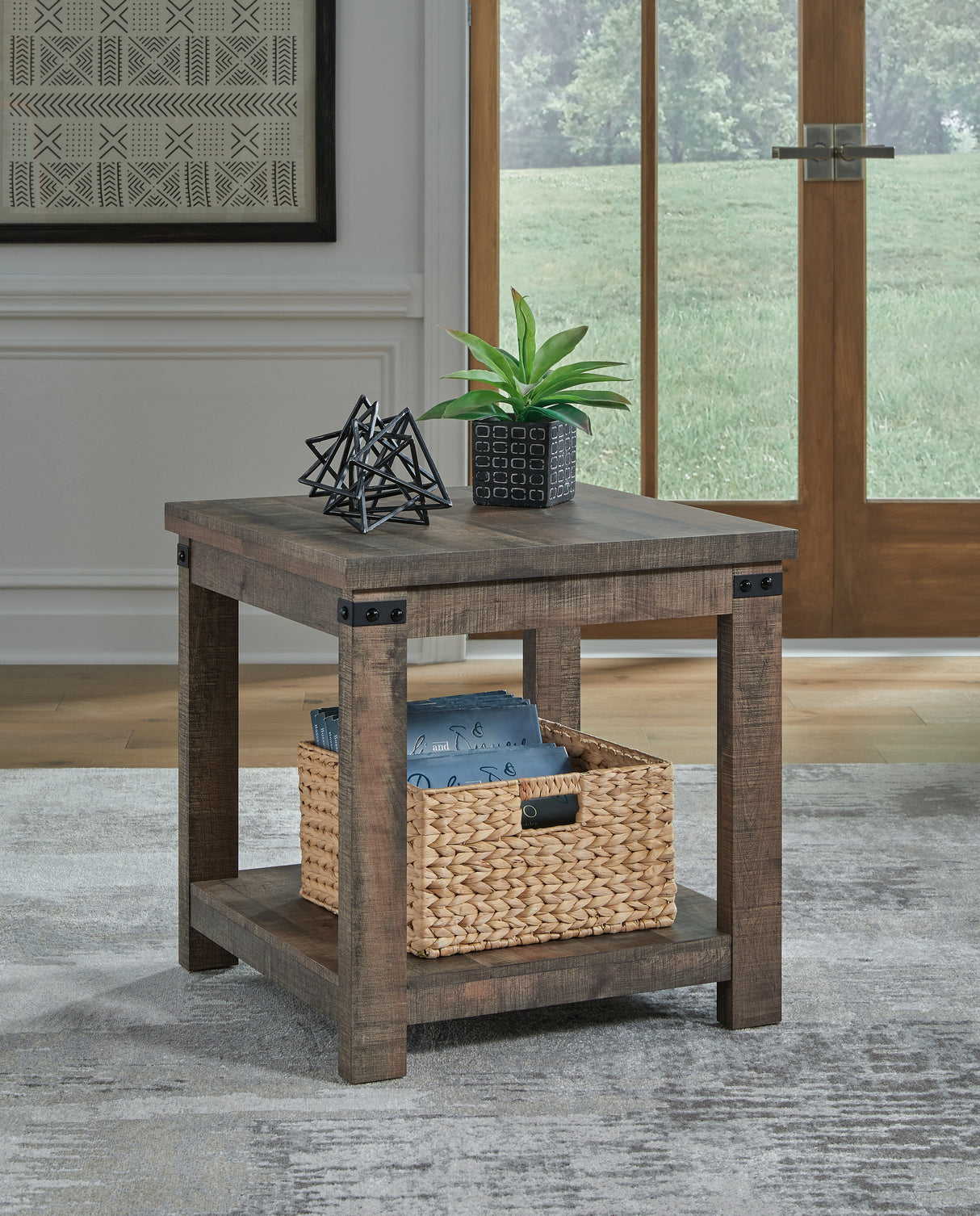 Nashville Furniture Outlets - Ashley Furniture - Hollum End Table - Square End Table / Rustic Brown - T466-2