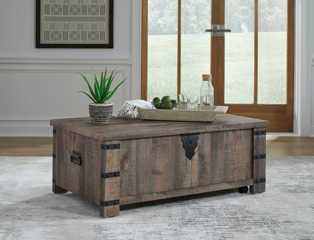 Nashville Furniture Outlets - Ashley Furniture - Hollum Lift-Top Coffee Table - Lift Top Cocktail Table / Rustic Brown - T466-9