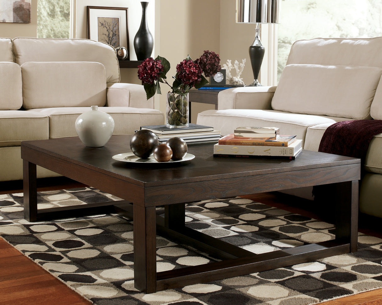 Nashville Furniture Outlets - Ashley Furniture - Watson Coffee Table - Rectangular Cocktail Table / Dark Brown - T481-1