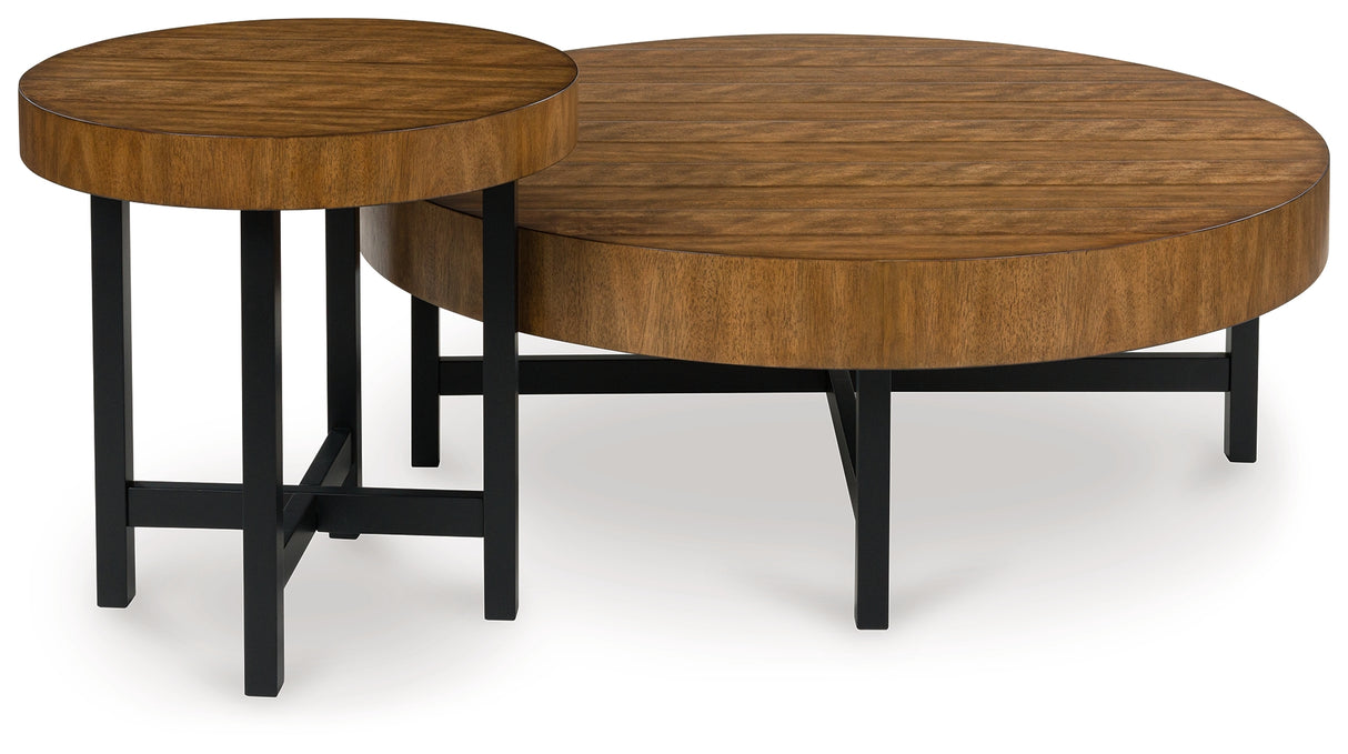 Nashville Furniture Outlets - Ashley Furniture - Steenlage Table (Set of 2) - Occasional Table Set (Set of 2) / Brown/Black - T575-12