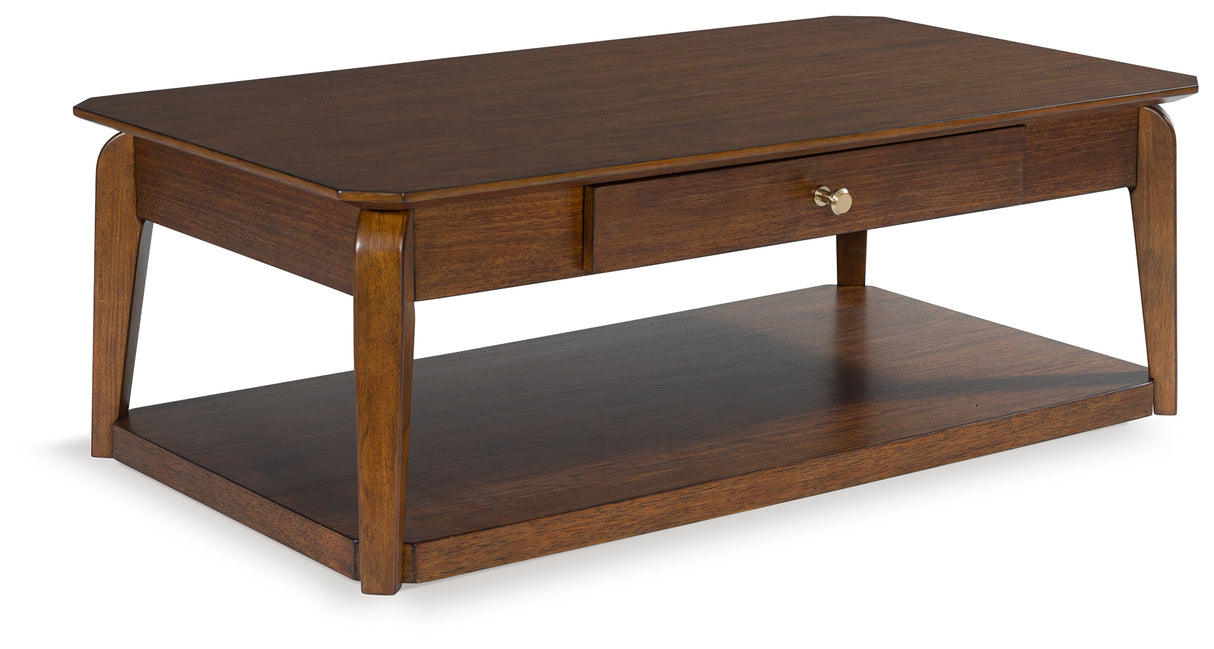 Nashville Furniture Outlets - Ashley Furniture - Trenmour Coffee Table - Rectangular Cocktail Table / Medium Brown - T596-1