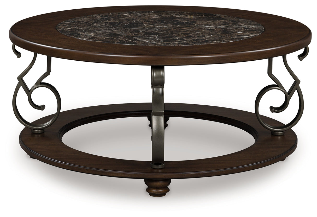 Nashville Furniture Outlets - Ashley Furniture - Frallyn Coffee Table - Round Cocktail Table / Dark Brown - T623-8