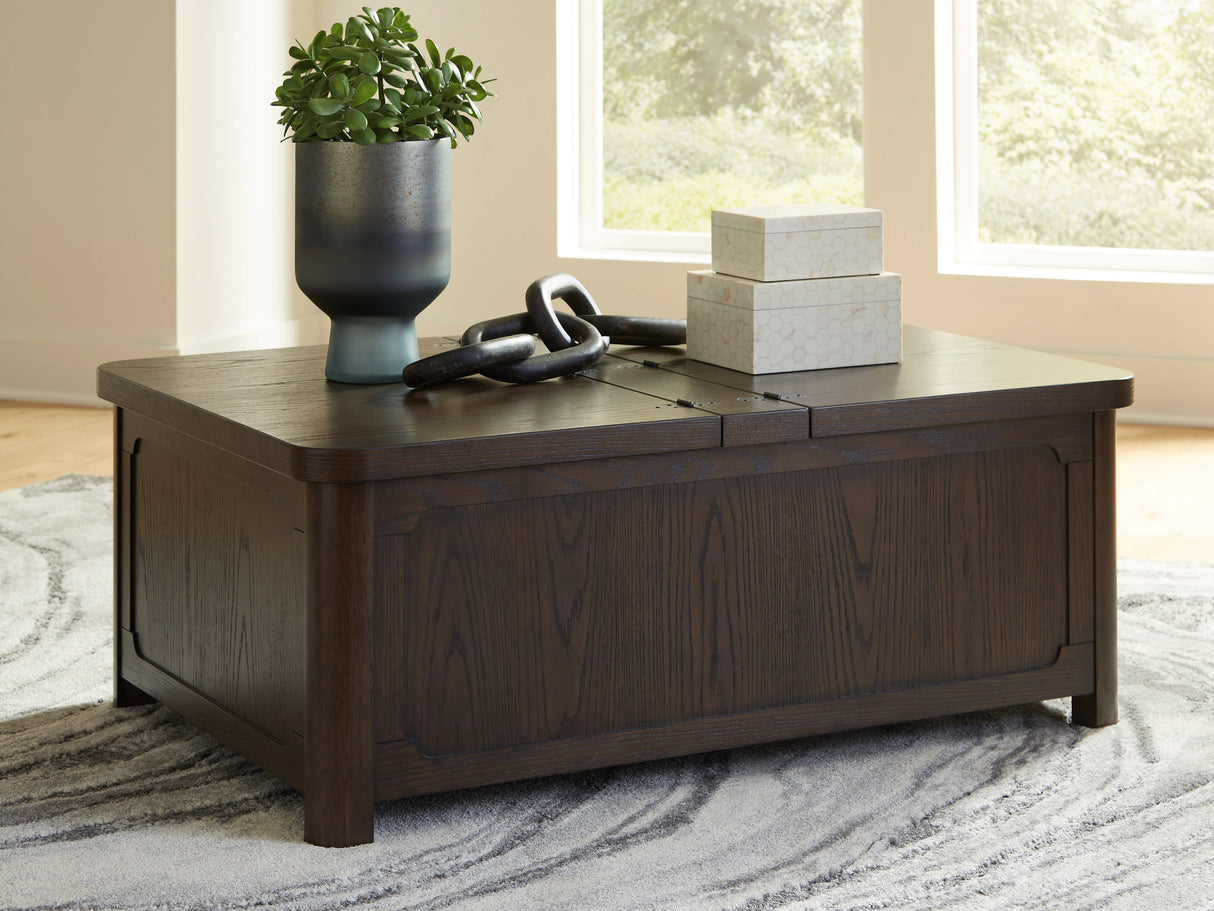 Nashville Furniture Outlets - Ashley Furniture - Breckington Coffee Table With Storage - Cocktail Table with Storage / Dark Brown - T678-20