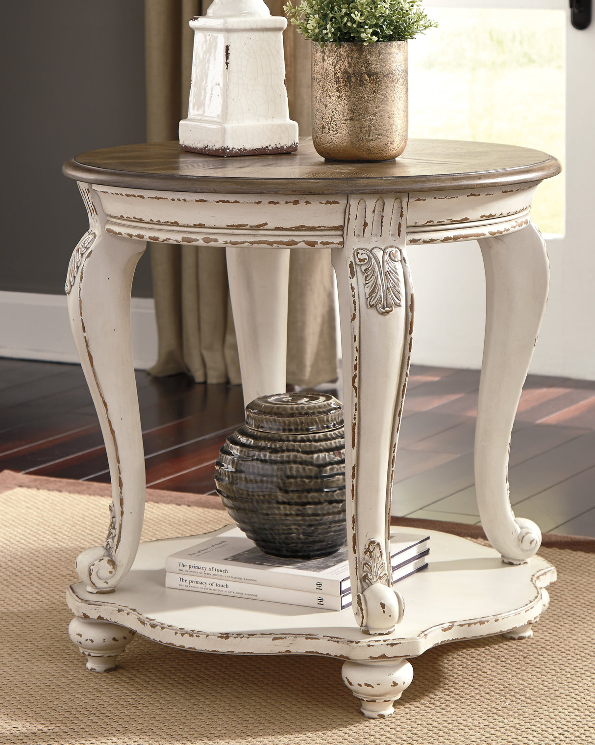 Nashville Furniture Outlets - Ashley Furniture - Realyn End Table - Round End Table / White/Brown - T743-6