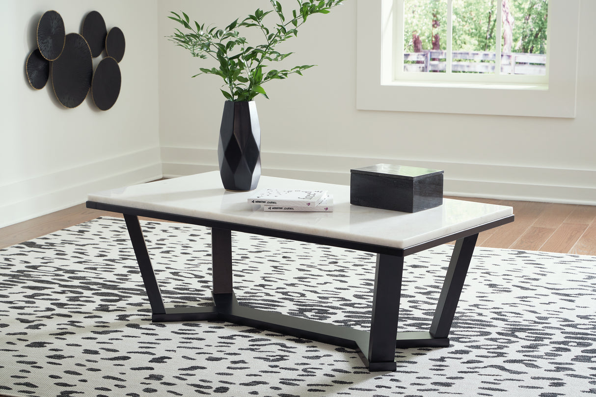 Nashville Furniture Outlets - Ashley Furniture - Fostead Coffee Table - Rectangular Cocktail Table / White/Espresso - T770-1