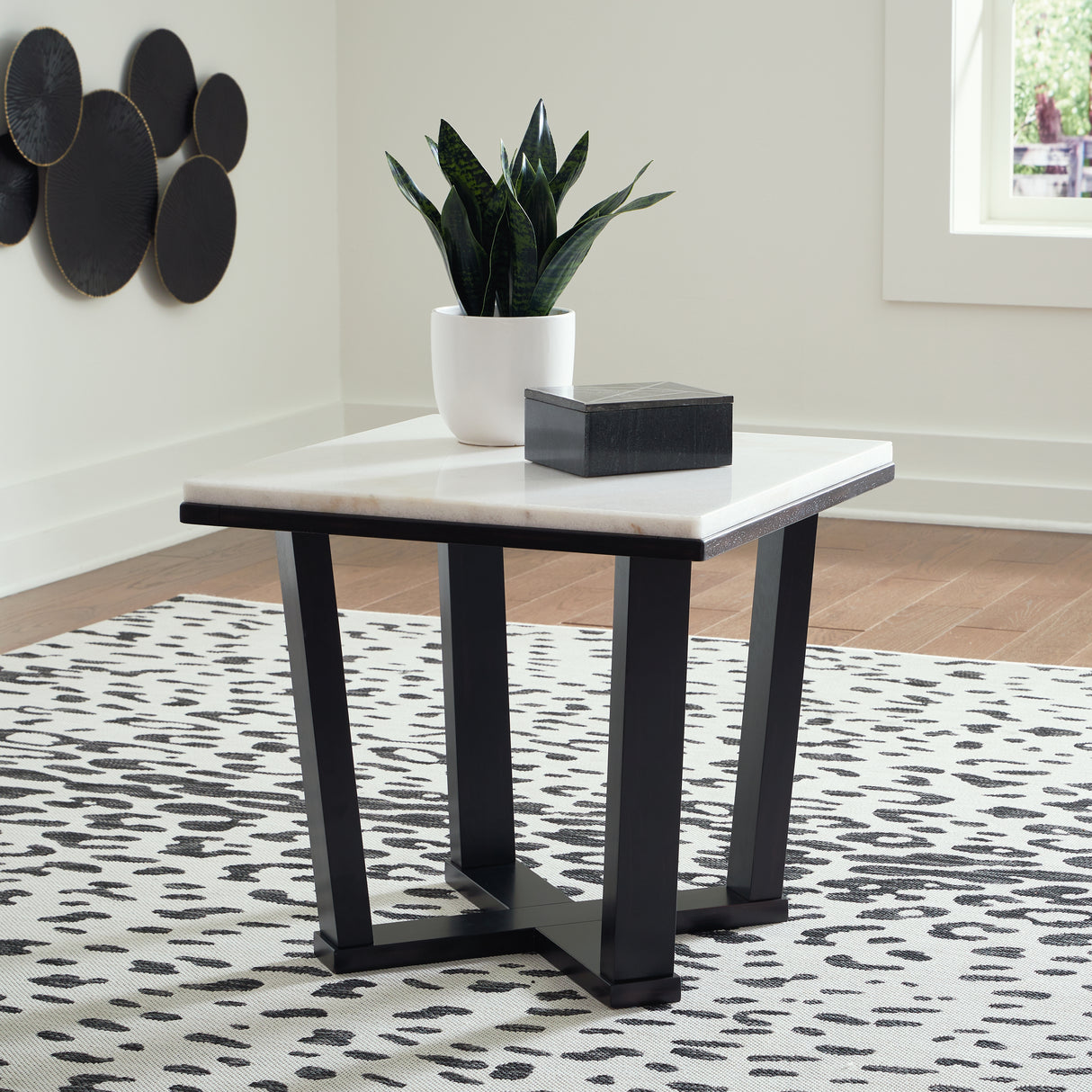 Nashville Furniture Outlets - Ashley Furniture - Fostead End Table - Square End Table / White/Espresso - T770-2