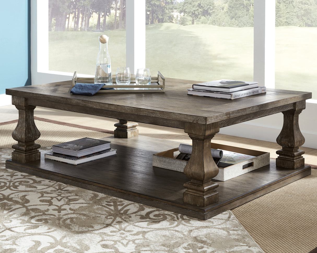 Nashville Furniture Outlets - Ashley Furniture - Johnelle Coffee Table - Rectangular Cocktail Table / Gray - T776-1