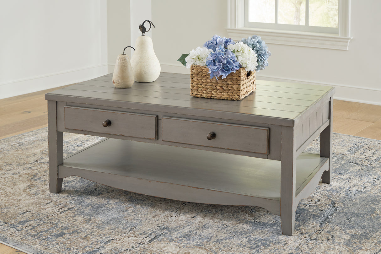 Nashville Furniture Outlets - Ashley Furniture - Charina Coffee Table - Rectangular Cocktail Table / Antique Gray - T784-1