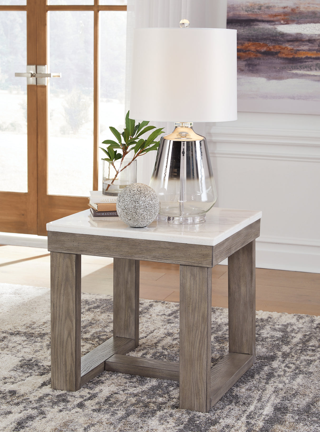 Nashville Furniture Outlets - Ashley Furniture - Loyaska End Table - Rectangular End Table / Grayish Brown/White - T854-3