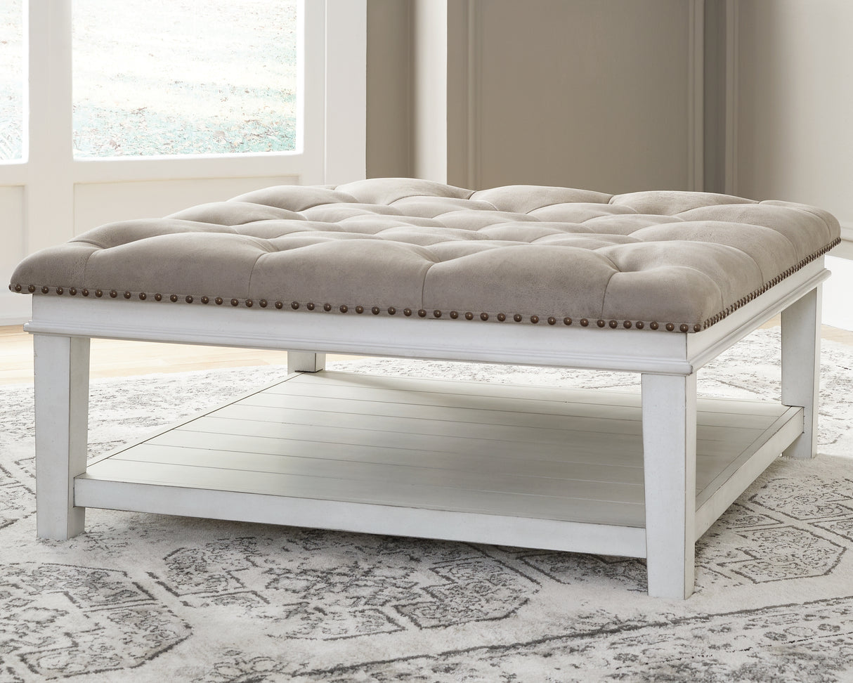 Nashville Furniture Outlets - Ashley Furniture - Kanwyn Upholstered Ottoman Coffee Table - UPH Ottoman Cocktail Table / Whitewash - T937-21