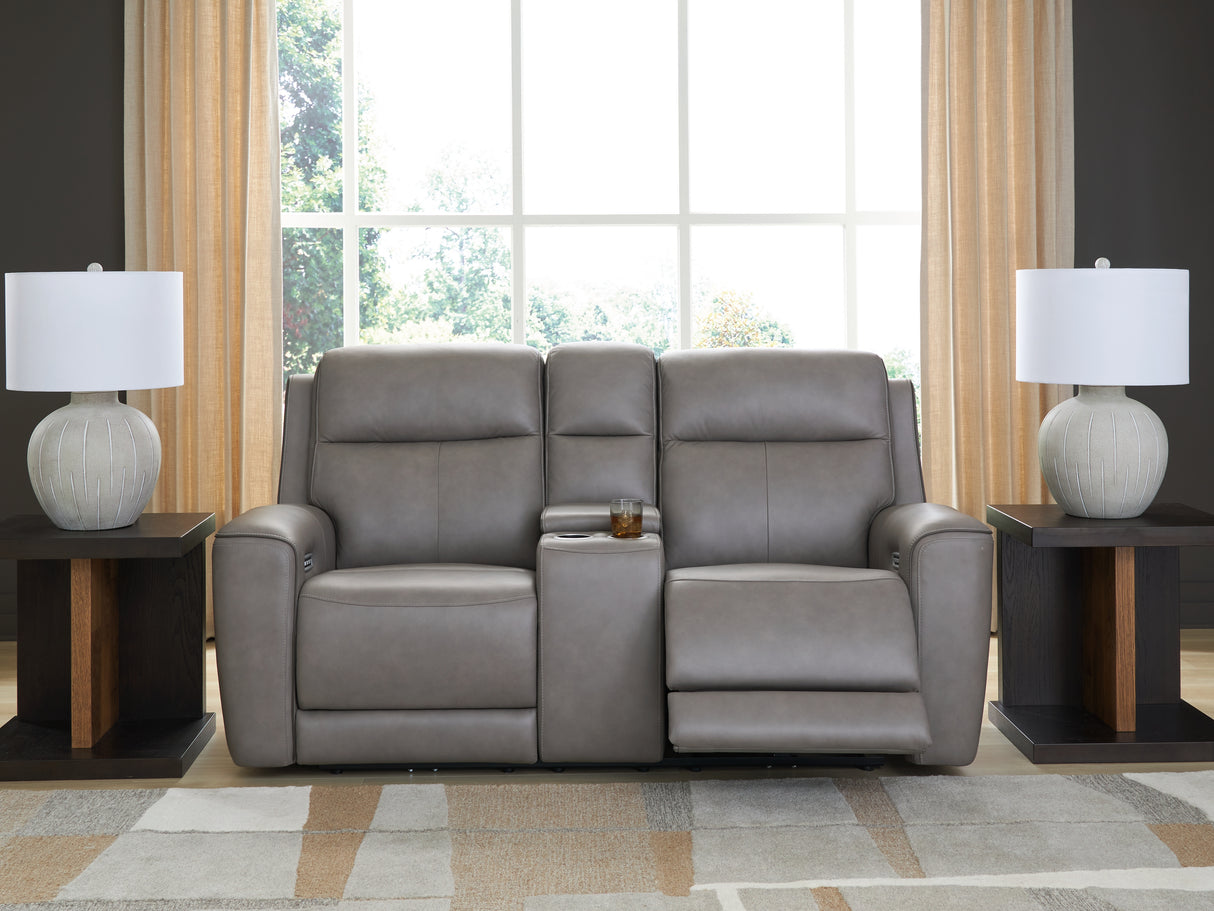 Nashville Furniture Outlets - Ashley Furniture - 5Z-Comfort Living Room - PWR REC Loveseat/CON/ADJ HDRST / Onyx - PCU1090218
