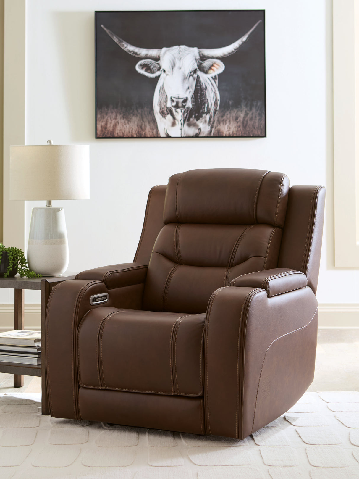 Nashville Furniture Outlets - Ashley Furniture - Knightington Living Room - PWR REC Sofa w/Audio Seating / Brown - PCU1160215A