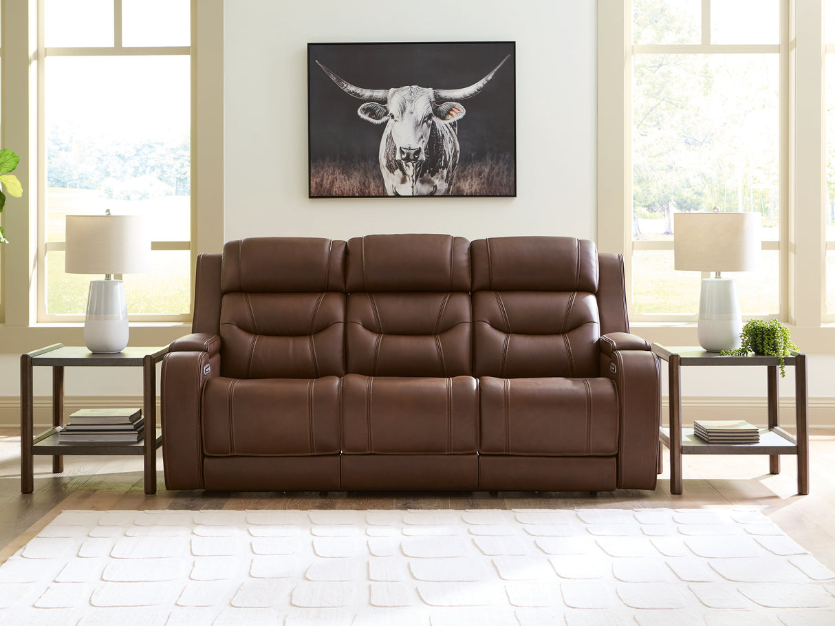 Nashville Furniture Outlets - Ashley Furniture - Knightington Living Room - PWR REC Sofa w/Audio Seating / Brown - PCU1160215A