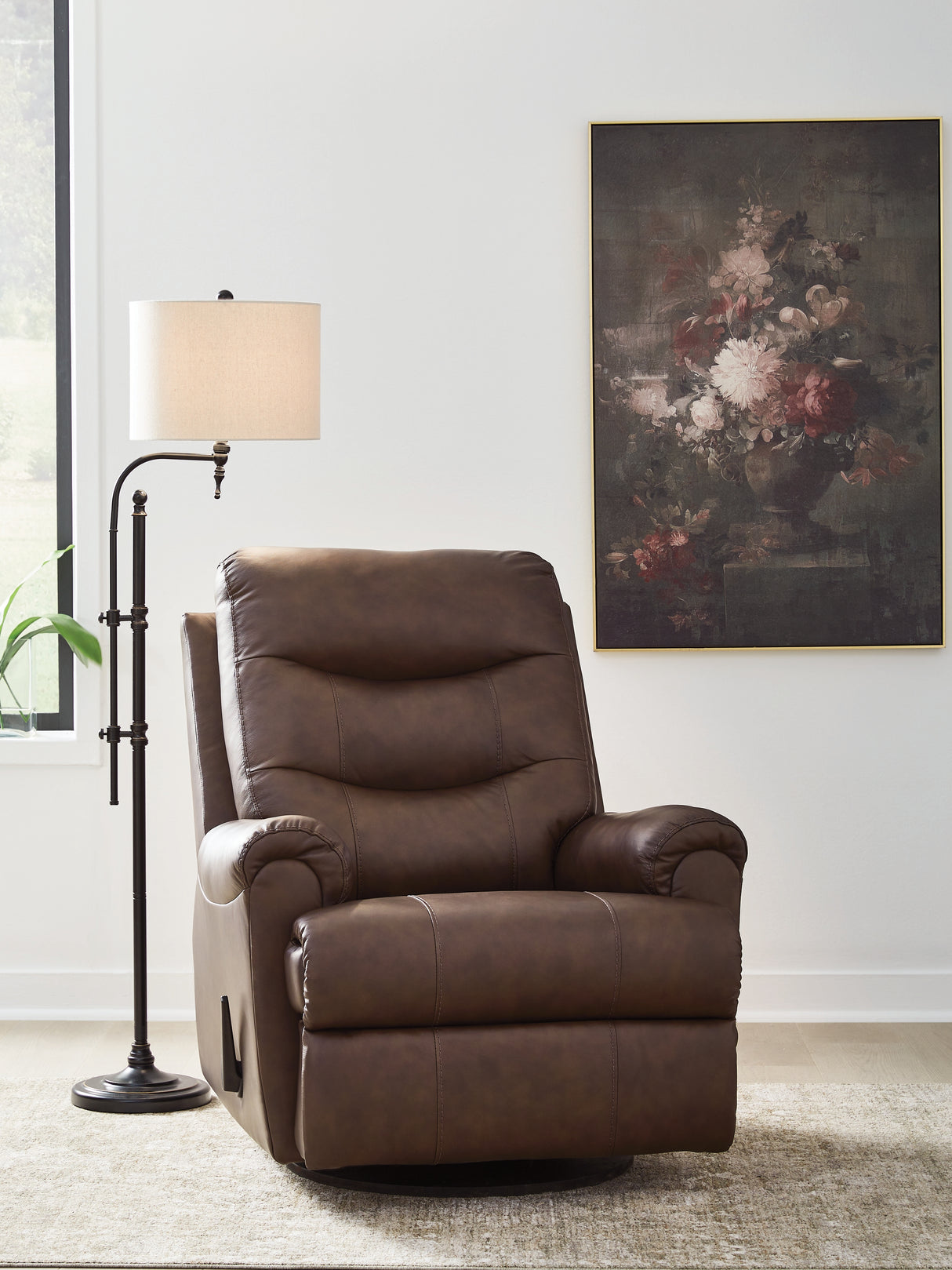 Nashville Furniture Outlets - Ashley Furniture - Flynwood Living Room - Swivel Glider Recliner / Espresso - PCU1340061
