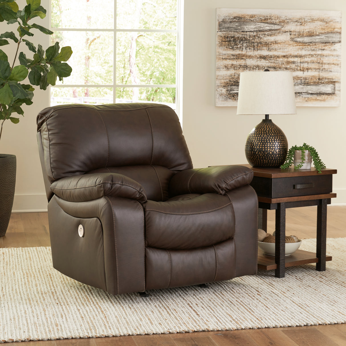 Nashville Furniture Outlets - Ashley Furniture - Leesworth Living Room - Power Rocker Recliner / Dark Brown - U4380898