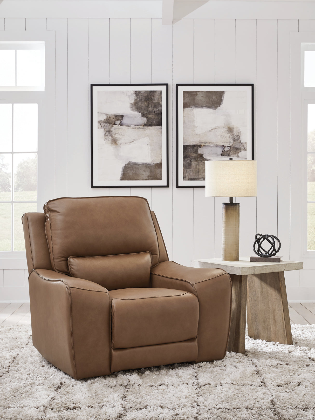 Nashville Furniture Outlets - Ashley Furniture - DeepWakes Living Room - PWR Recliner/ADJ Headrest / Caramel - PCU6260613