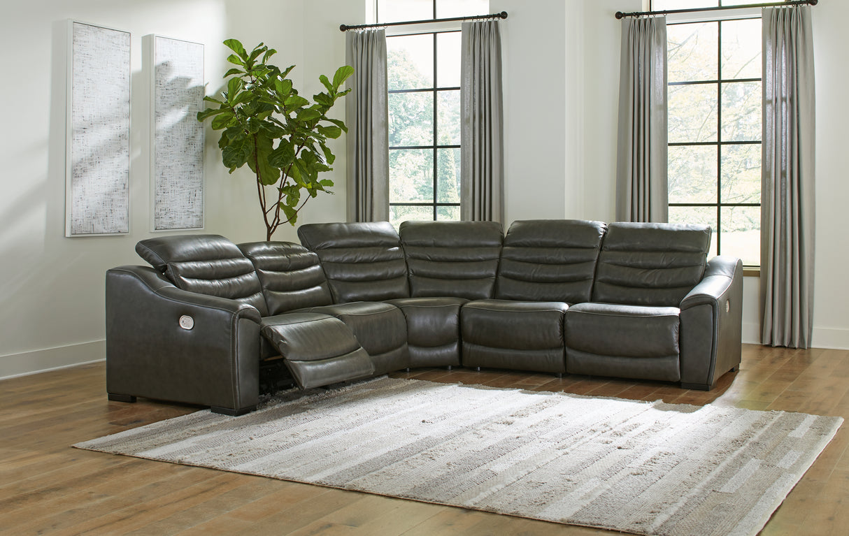 Nashville Furniture Outlets - Ashley Furniture - Center Line Sectional - 5-Piece Power Reclining Sectional / Dark Gray - U63404S3