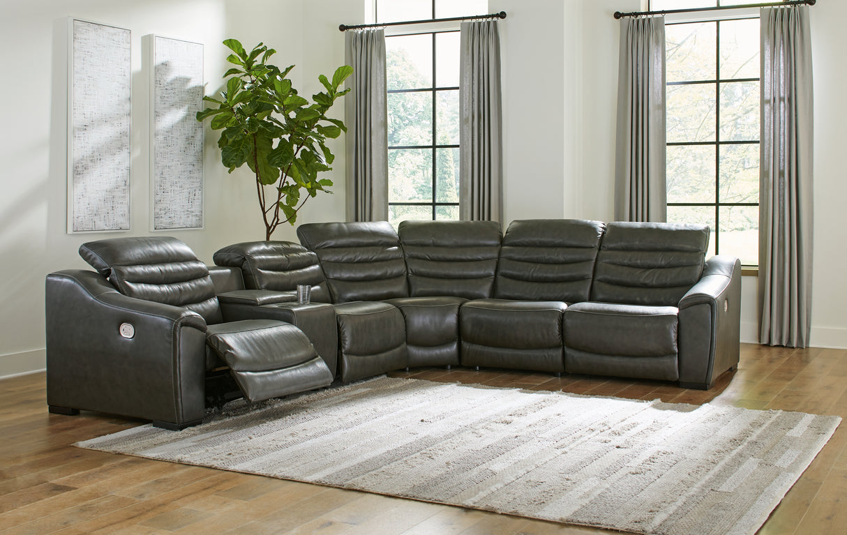 Nashville Furniture Outlets - Ashley Furniture - Center Line Sectional - 6-Piece Power Reclining Sectional / Dark Gray - U63404S4