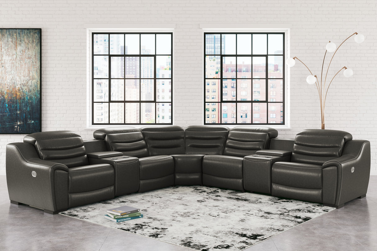 Nashville Furniture Outlets - Ashley Furniture - Center Line Sectional - 7-Piece Power Reclining Sectional / Dark Gray - U63404S7