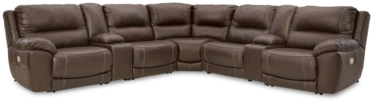 Nashville Furniture Outlets - Ashley Furniture - Dunleith Sectional - 7-Piece Power Reclining Sectional / Chocolate - U71604S7