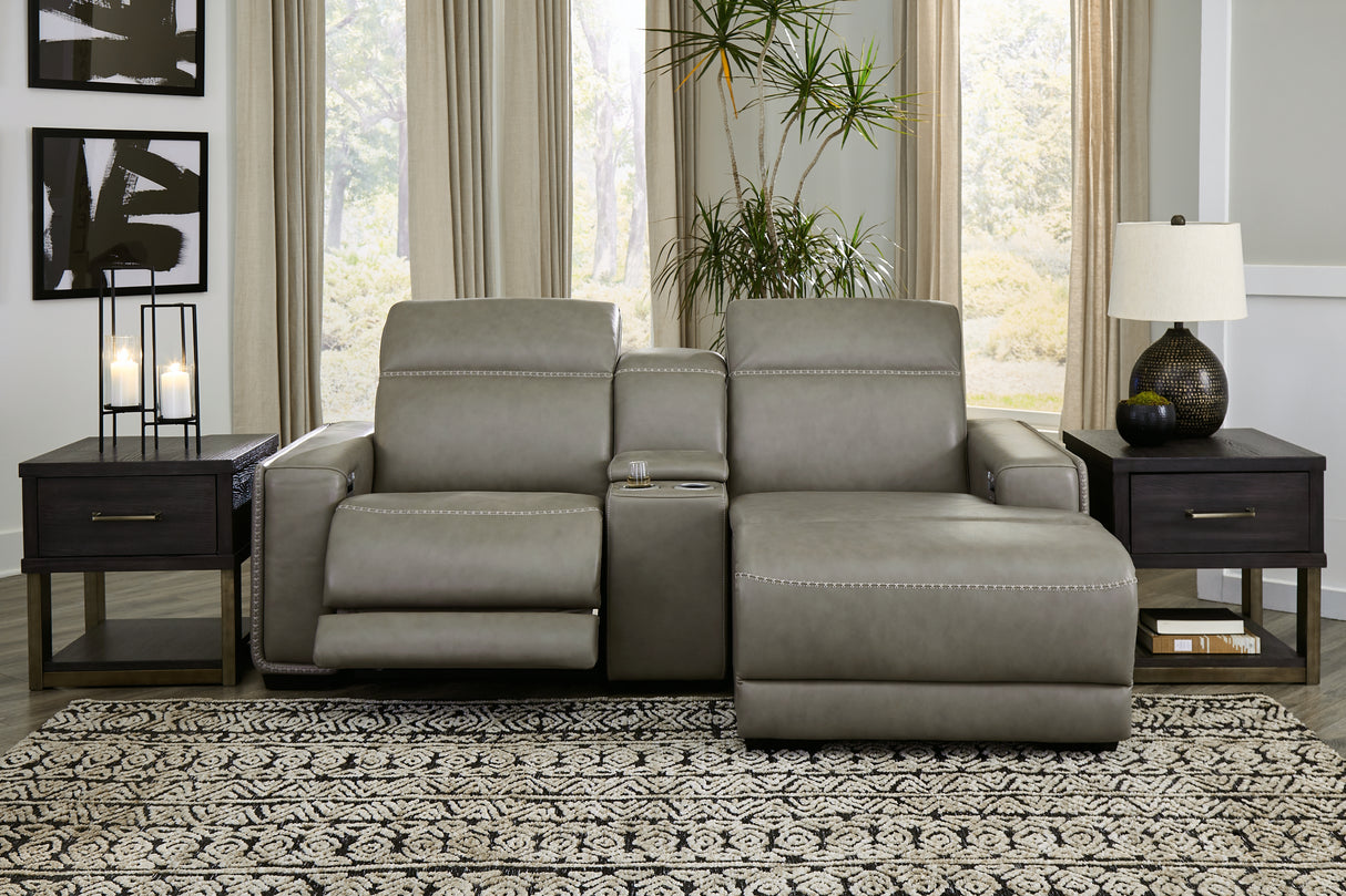 Nashville Furniture Outlets - Ashley Furniture - Correze Sectional - 3-Piece Power Reclining Sectional with Chaise / Gray - U94202S11