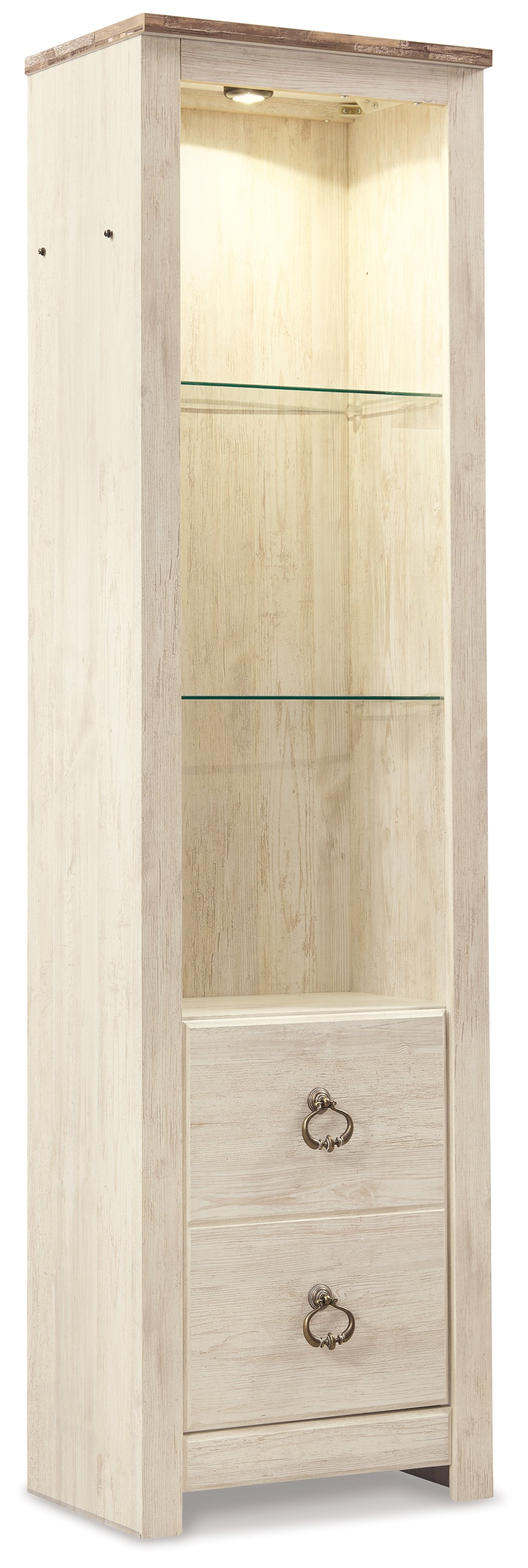 Nashville Furniture Outlets - Ashley Furniture - Willowton Entertainment Center - 4-Piece Entertainment Center / Whitewash - W267W3