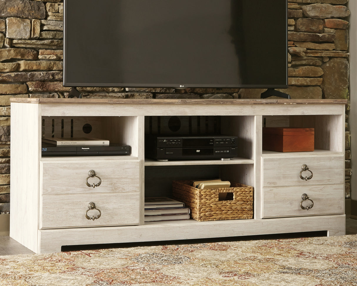 Nashville Furniture Outlets - Ashley Furniture - Willowton TV Stand - 64" / Whitewash - W267-68