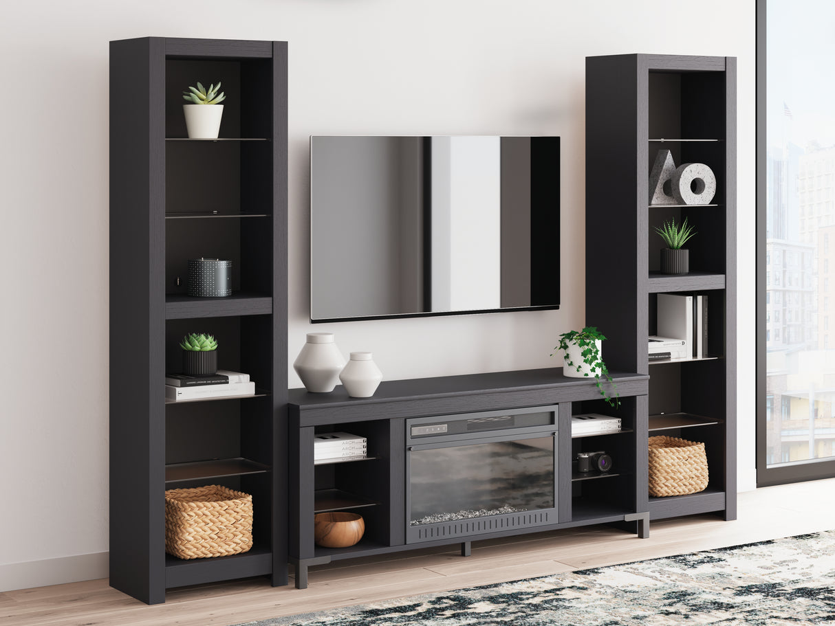 Nashville Furniture Outlets - Ashley Furniture - Cayberry 3-Piece Entertainment Center with Electric Fireplace - 3-Piece Entertainment Center with Electric Fireplace / Black - W2721W2