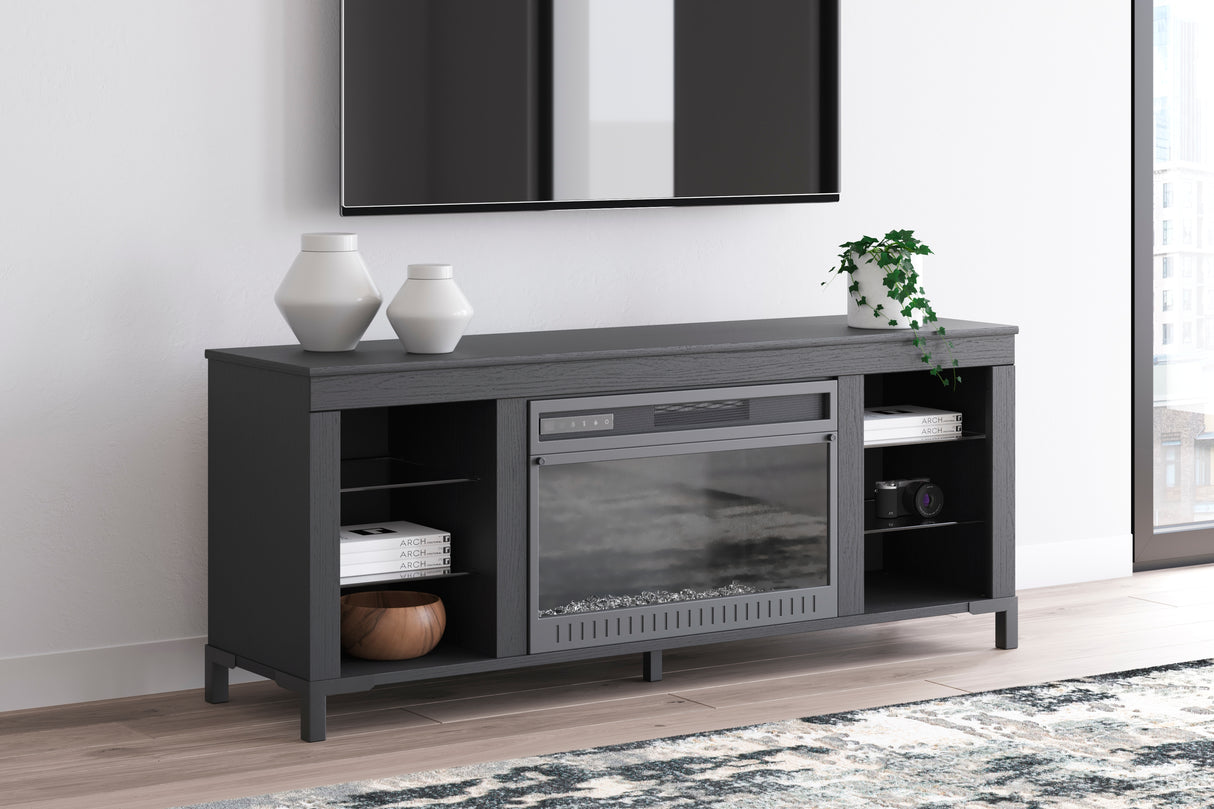 Nashville Furniture Outlets - Ashley Furniture - Cayberry TV Stand - 60" with Electric Fireplace / Black - W2721-168