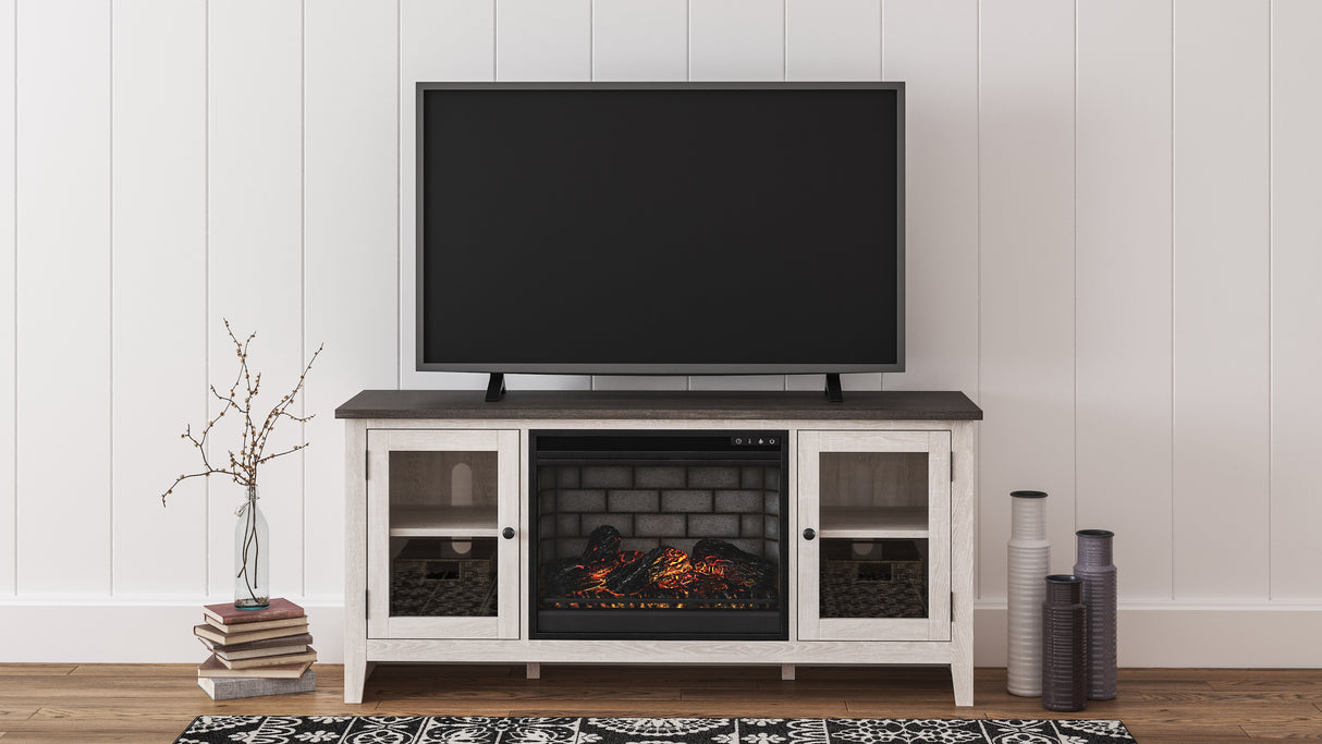 Nashville Furniture Outlets - Ashley Furniture - Dorrinson 60" TV Stand with Electric Fireplace - 60" TV Stand with Electric Fireplace / Two-tone - W287W3