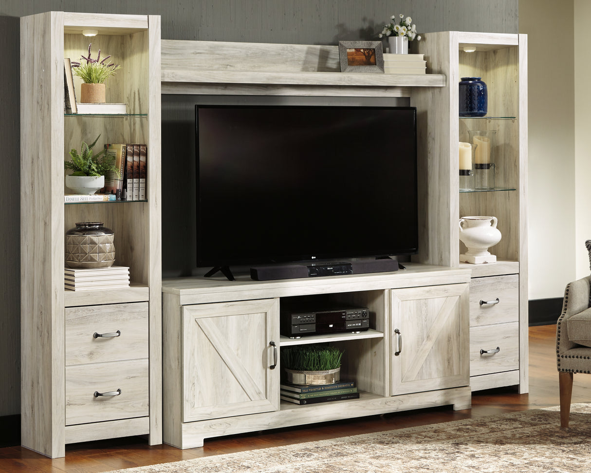 Nashville Furniture Outlets - Ashley Furniture - Bellaby Entertainment Center - 4-Piece Entertainment Center / Whitewash - W331W2