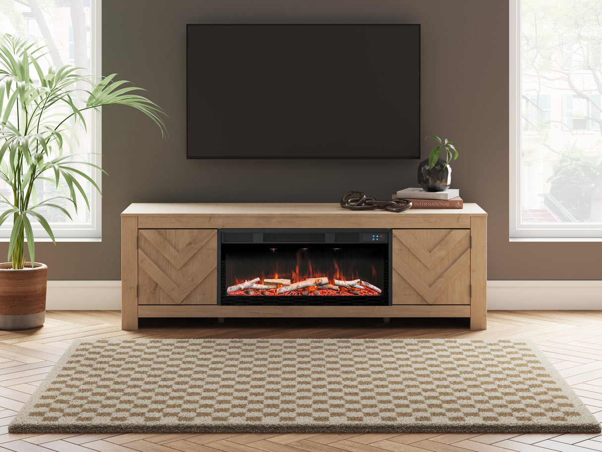 Nashville Furniture Outlets - Ashley Furniture - Cayboni 71" TV Stand with Electric Fireplace - 71" TV Stand with Electric Fireplace / Tan - W3787W1