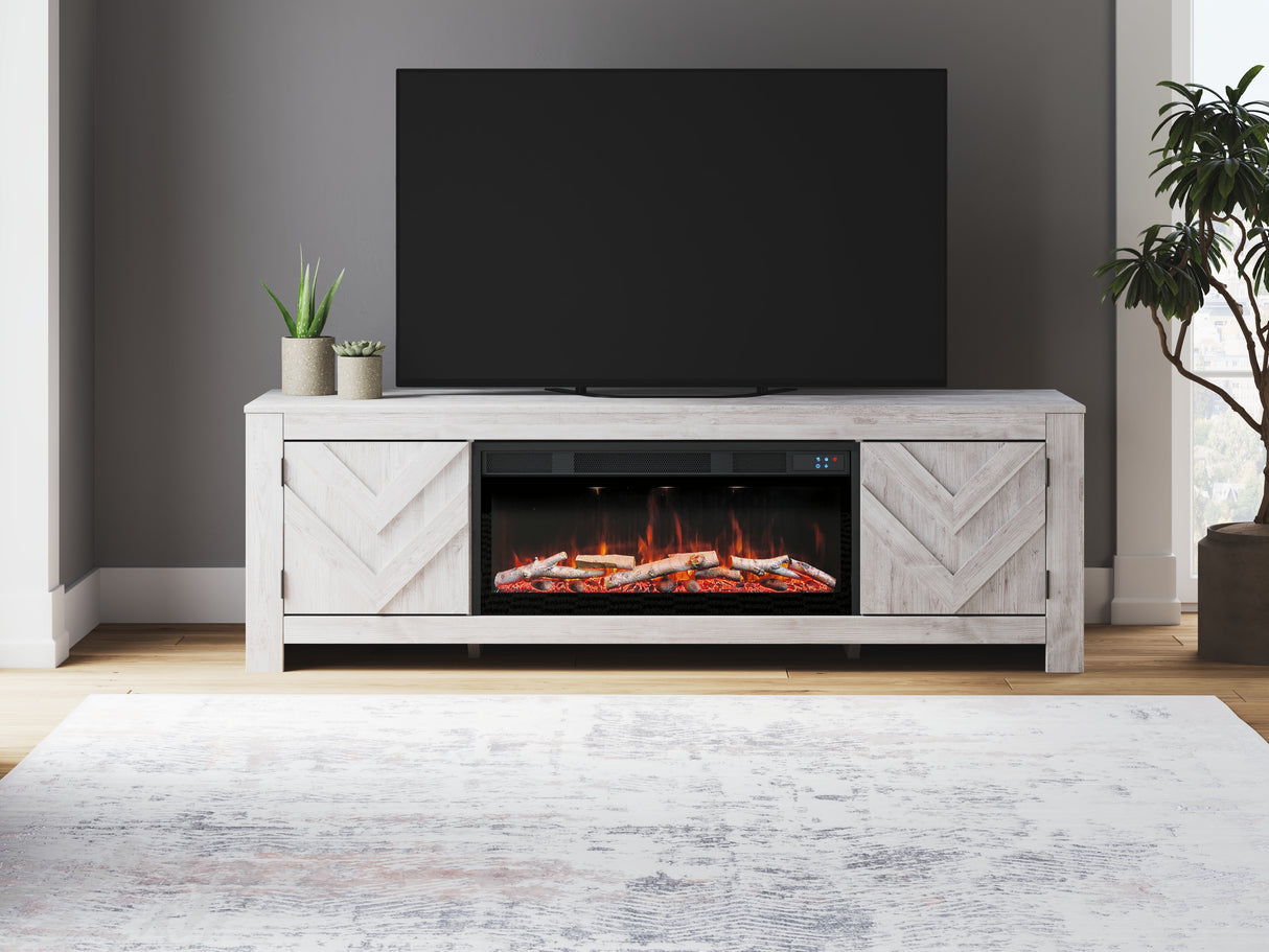 Nashville Furniture Outlets - Ashley Furniture - Cayboni 71" TV Stand with Electric Fireplace - 71" TV Stand with Electric Fireplace / Whitewash - W3788W1