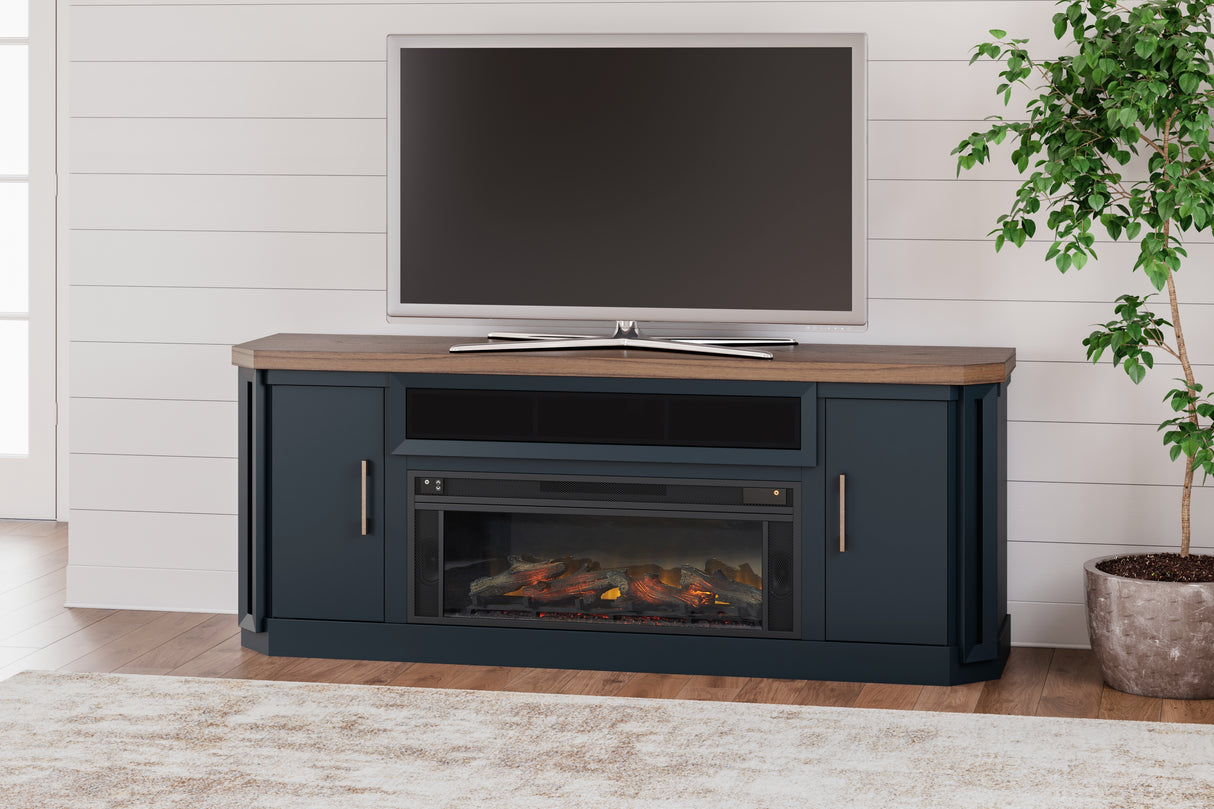 Nashville Furniture Outlets - Ashley Furniture - Landocken 83" TV Stand - 83" / Brown/Blue - W402-68
