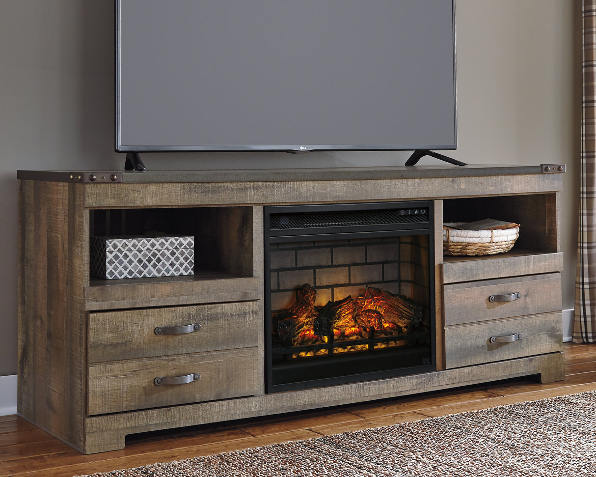 Nashville Furniture Outlets - Ashley Furniture - Trinell 63" TV Stand with Electric Fireplace - 63" TV Stand with Electric Fireplace / Brown - W446W9