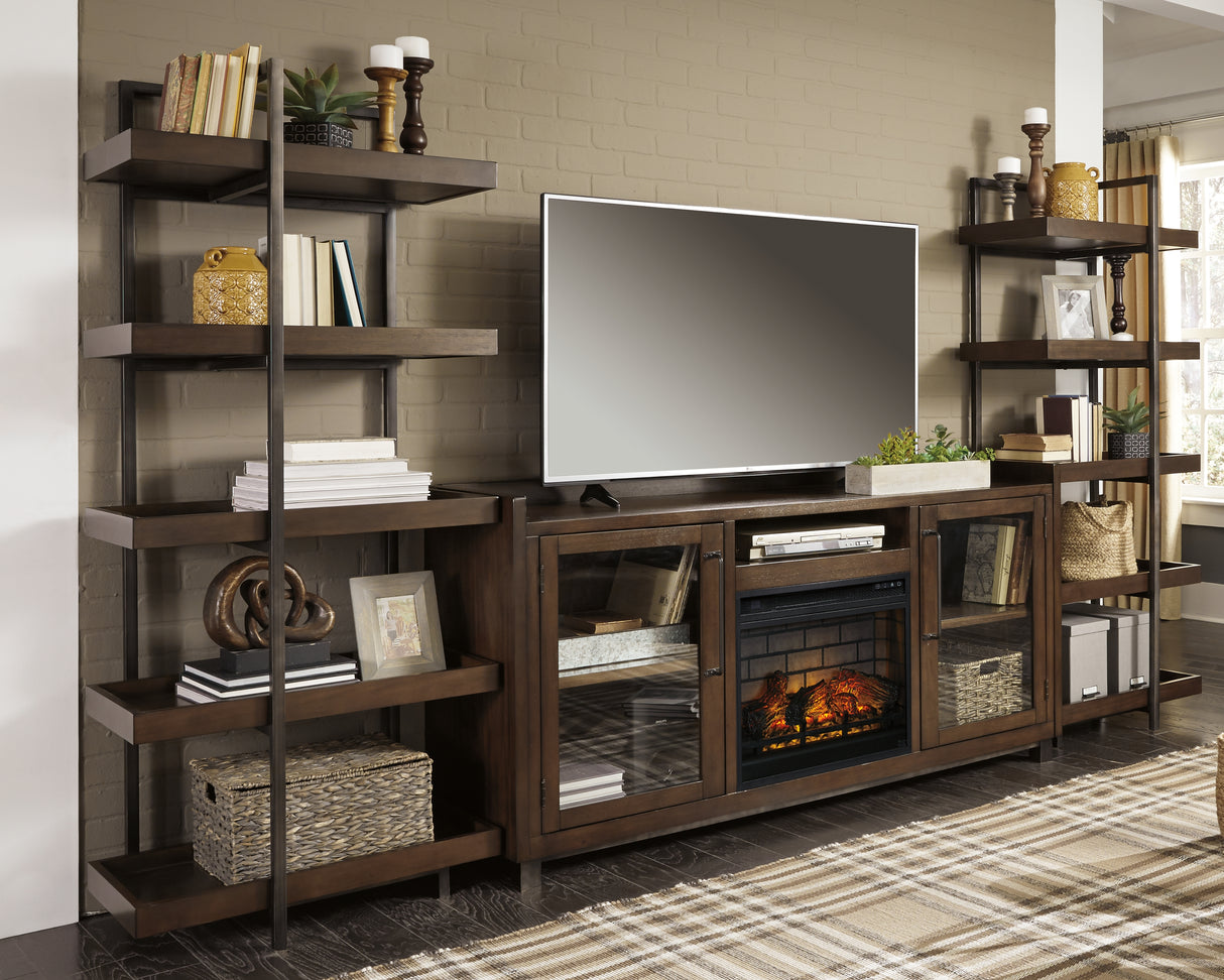 Nashville Furniture Outlets - Ashley Furniture - Starmore 3-Piece Wall Unit with Electric Fireplace - 3-Piece Wall Unit with Electric Fireplace / Brown/Gunmetal - W633W6