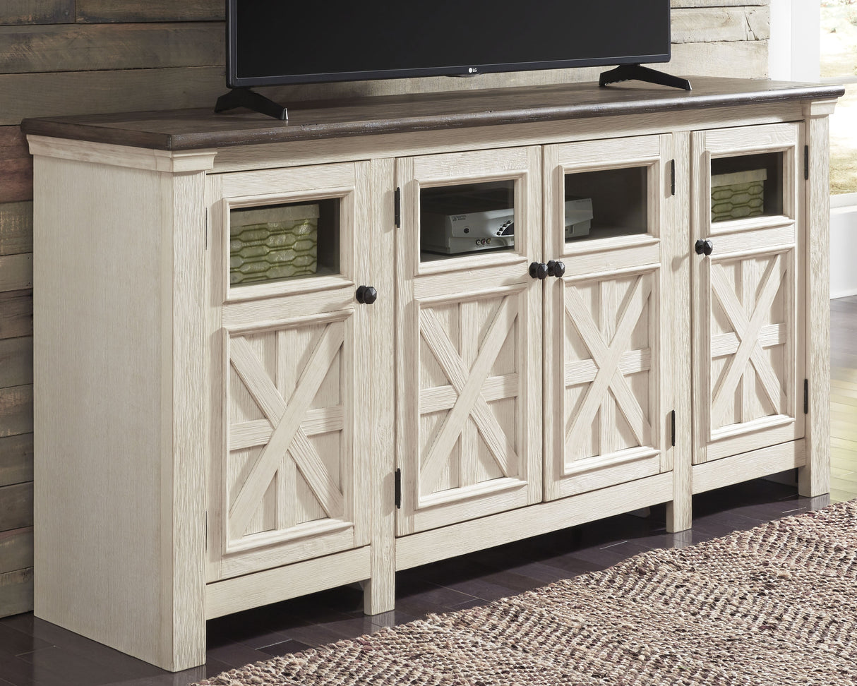 Nashville Furniture Outlets - Ashley Furniture - Bolanburg 74" TV Stand - 74" / White/Weathered Gray - W647-60