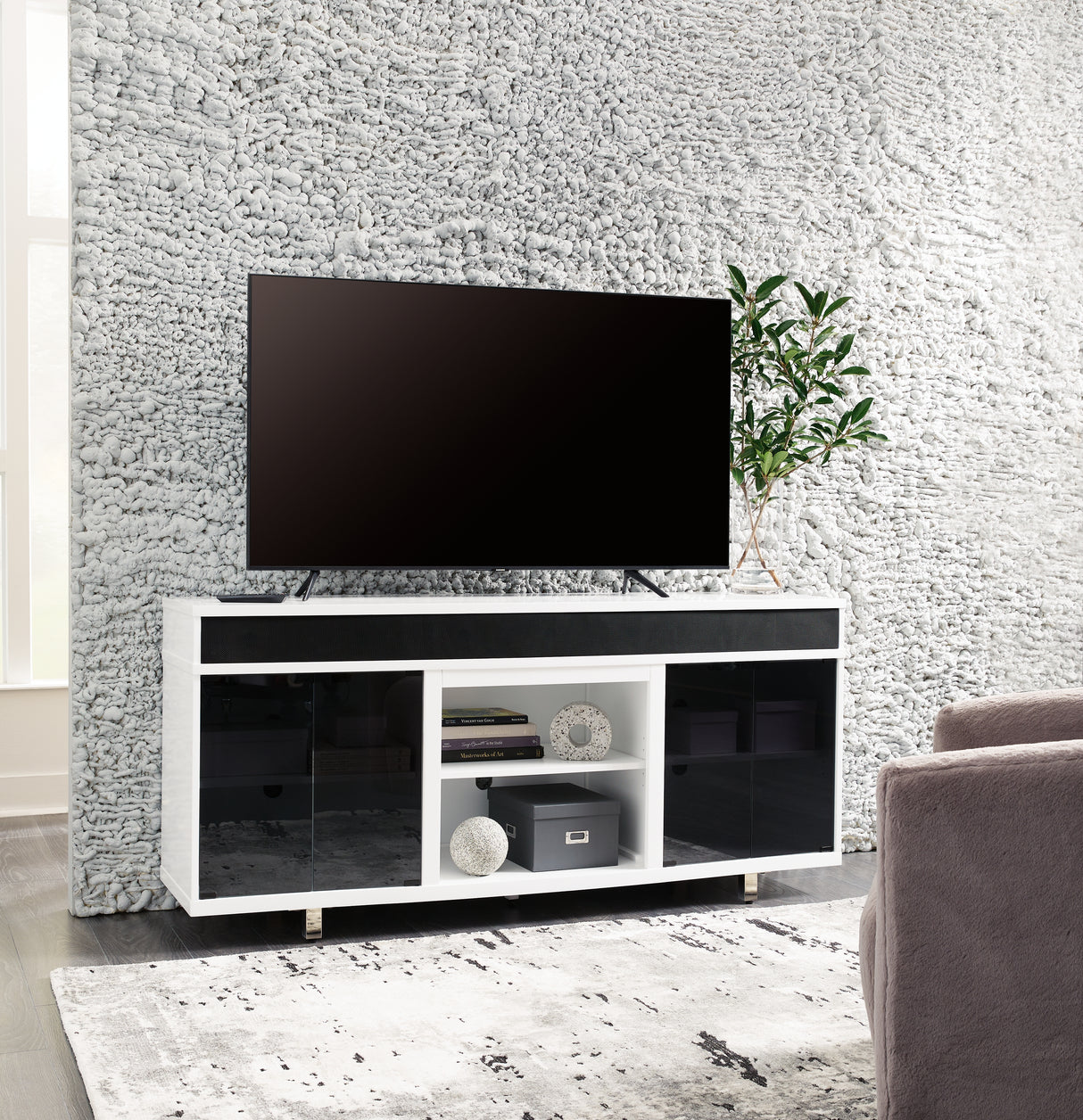 Nashville Furniture Outlets - Ashley Furniture - Gardoni 72" TV Stand - 72" / White/Black - W756-68