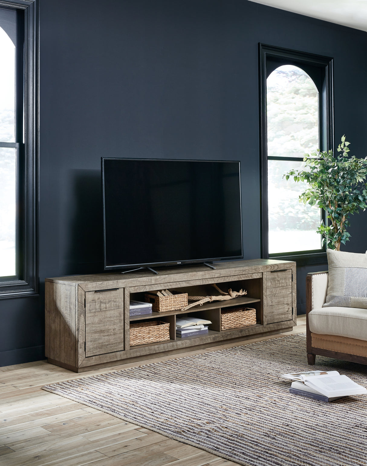 Nashville Furniture Outlets - Ashley Furniture - Krystanza 92" TV Stand - 92" / Weathered Gray - W760-78