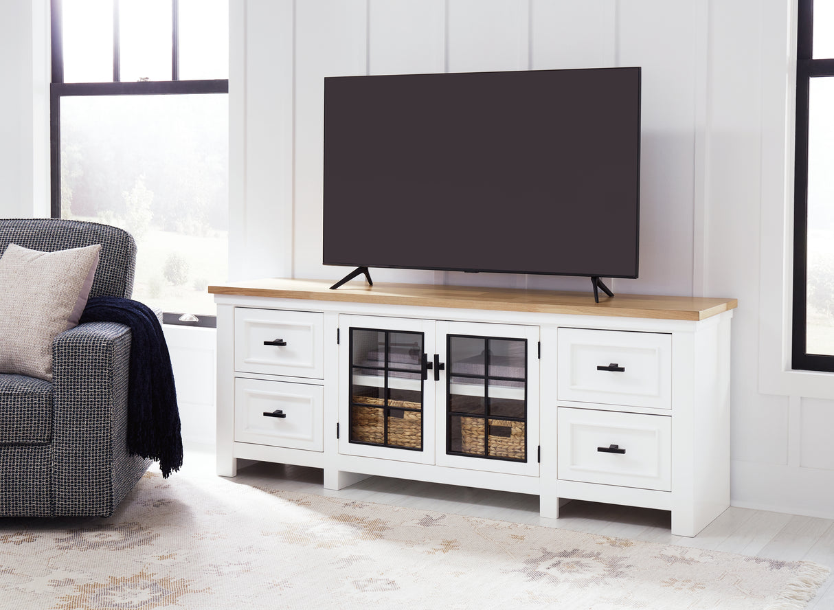 Nashville Furniture Outlets - Ashley Furniture - Ashbryn 74" TV Stand - 74" / White/Natural - W844-68