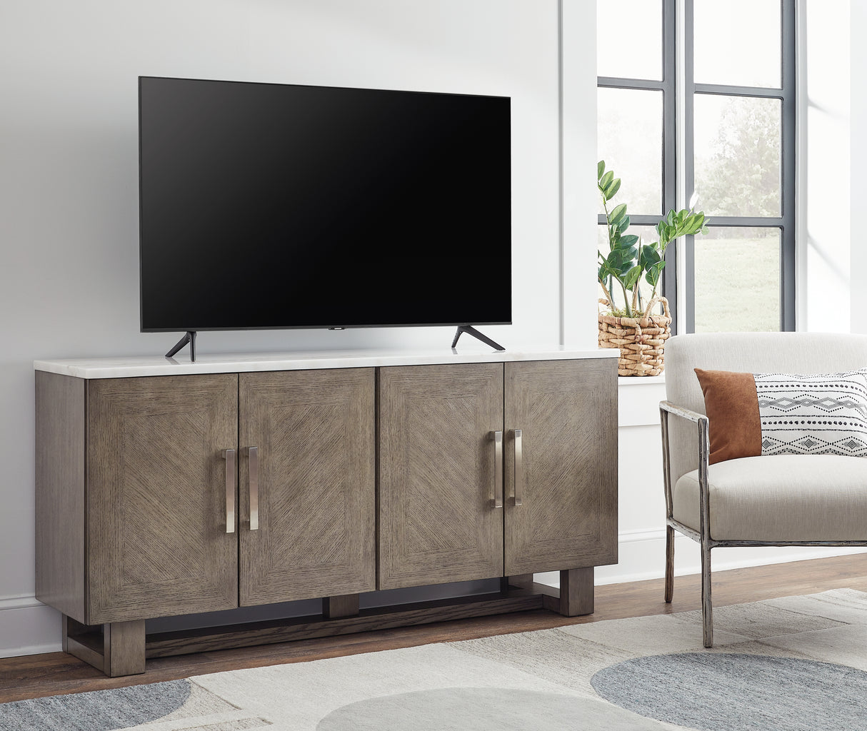 Nashville Furniture Outlets - Ashley Furniture - Loyaska 68" TV Stand - 68" / Grayish Brown/White - W854-68