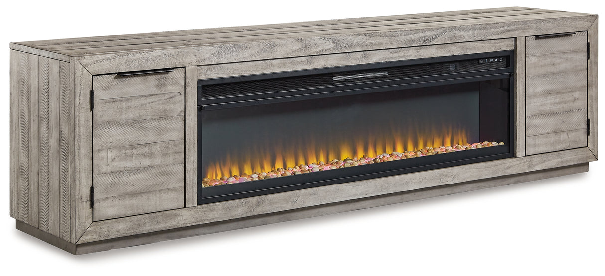 Nashville Furniture Outlets - Ashley Furniture - Naydell 92" TV Stand with Electric Fireplace - 92" TV Stand with Electric Fireplace / Gray - W996W1