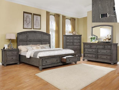 Nashville Furniture Outlets-Lavonia Gray Storage Bed- 