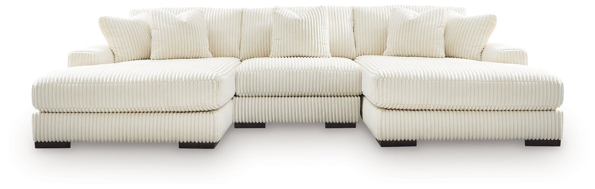 Nashville Furniture Outlets - Ashley Furniture - Lindyn Sectional - RAF 3-Piece Sectional with Double Chaise / Ivory - 21104S18